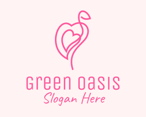 Pink Flamingo Heart logo design