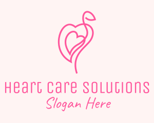 Pink Flamingo Heart logo design