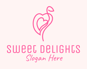 Pink Flamingo Heart logo design