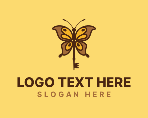 Symmetrical - Nature Butterfly Key logo design