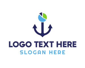 Blue Ship - Anchor Pie Chart logo design