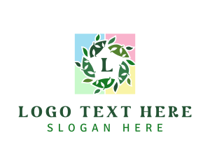 Vegetarian - Leaf Tile Frame logo design