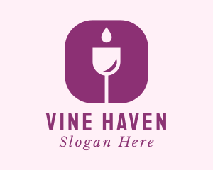 Wine Droplet Glass Bar logo design