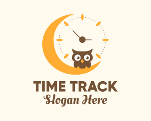 Moon Clock Owl logo design