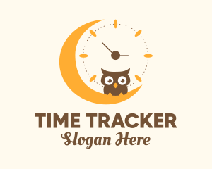 Moon Clock Owl logo design