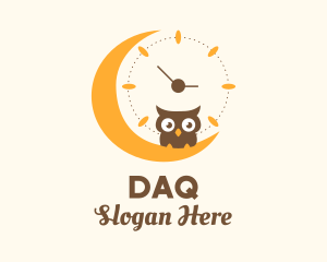 Countdown - Moon Clock Owl logo design
