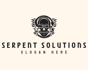 Serpent Skeleton Skull logo design