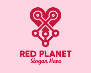 Red Heart Circuit logo design