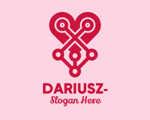 Dating Site - Red Heart Circuit logo design