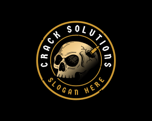 Crack - Skull Bullet Cranium logo design