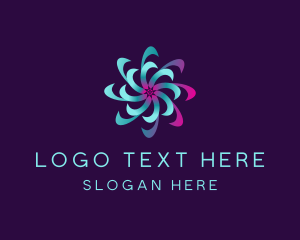 Telecommunication - Cyber Orbit Flower logo design