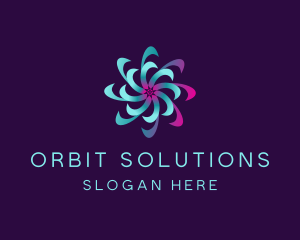 Cyber Orbit Flower logo design