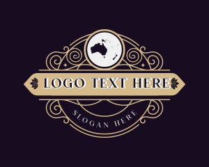 Frame Ornament - Australia Oceania Continent Map logo design