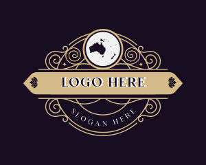 Ornament Frame - Australia Oceania Continent Map logo design