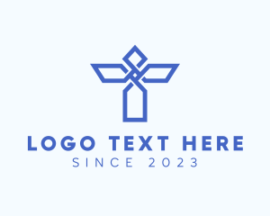 Religious - Abstract Cross Letter T logo design