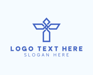 Religion - Abstract Cross Letter T logo design