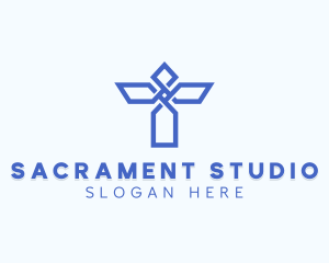 Sacrament - Abstract Cross Letter T logo design