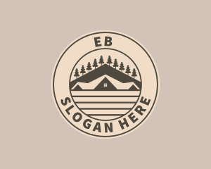 Pine Tree - Cabin House Roofing logo design