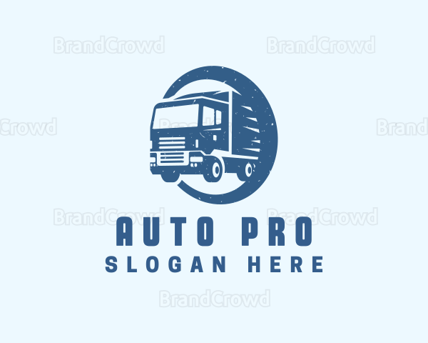 Blue Truck Transportation Logo