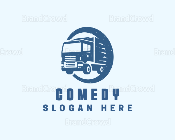 Blue Truck Transportation Logo