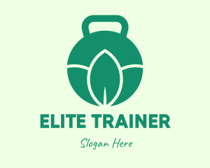 Green Kettlebell Leaves logo design