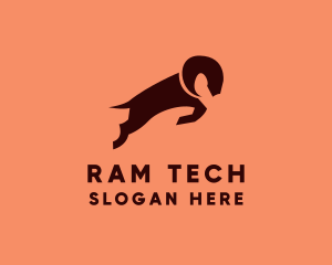 Running Wildlife Ram  logo design