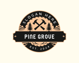 Pine Tree Hammer Carpentry logo design