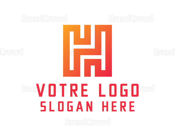 Orange Letter H Maze Logo