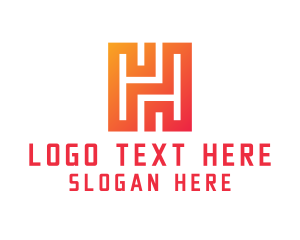 Orange Letter H Maze logo design