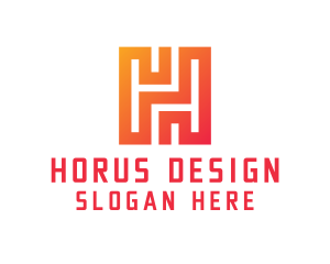 Orange Letter H Maze logo design