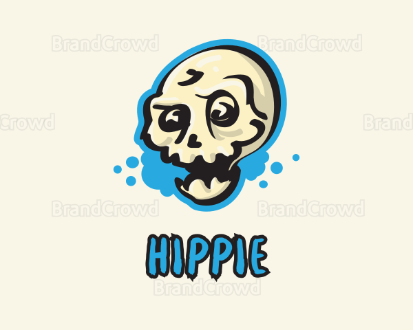 Halloween Skull Graffiti Logo