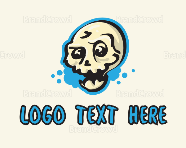 Halloween Skull Graffiti Logo