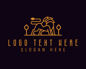 High End - Golden Orange Lion logo design