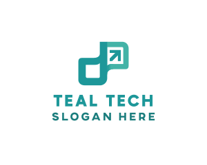 Teal Tech Arrow logo design