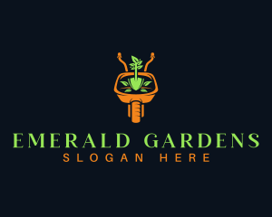 Garden Plant Wheelbarrow logo design