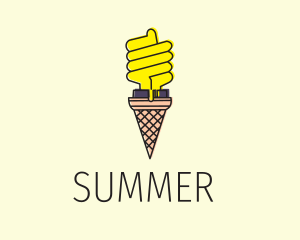 Ice Cream Lightbulb  logo design