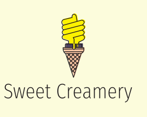 Ice Cream Lightbulb  logo design