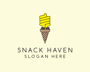 Ice Cream Lightbulb  logo design