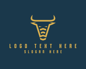 Steakhouse - Modern Buffalo Bison Horns logo design