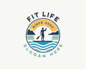 Fitness Man Paddleboard logo design