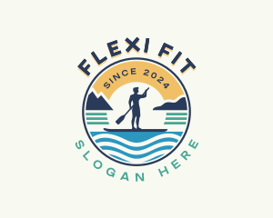 Fitness Man Paddleboard logo design