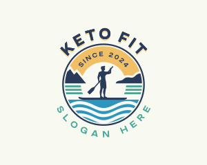 Fitness Man Paddleboard logo design