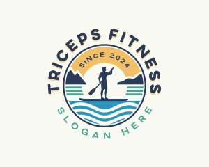 Fitness Man Paddleboard logo design