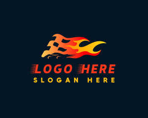 Videogame - Fire Racing Flag logo design