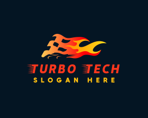 Turbo - Fire Racing Flag logo design
