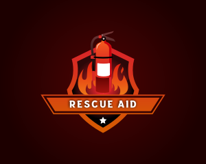 Rescue - Fire Extinguisher Shield logo design