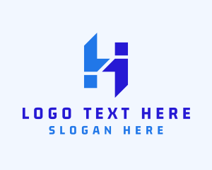Letter Be - Tech Letter HI Monogram logo design