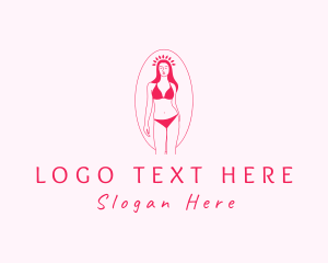 Model - Pink Feminine Bikini Spa logo design