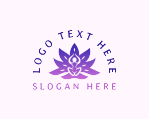 Praying - Lotus Meditation Yoga logo design