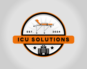 Icu - Emergency Hospital Stretcher logo design